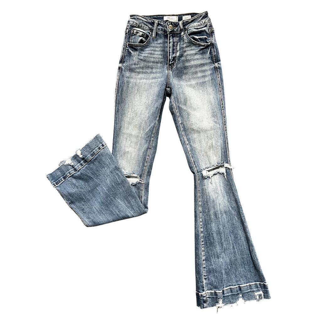Kancan high rise boho flare distressed jeans size 23x31